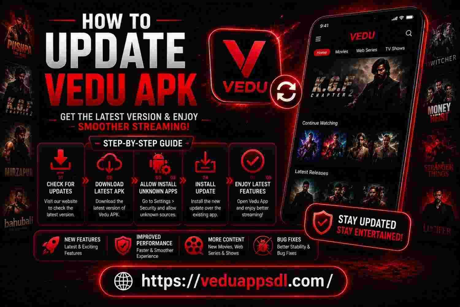 Step-by-step guide showing how to update Vedu APK by downloading the latest version, installing the APK, and accessing new features with improved performance.